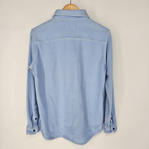 Outerknown Blanket Shirt Womens M/L  Blue Organic Cotton Flannel Heavy Logo - Picture 4 of 6